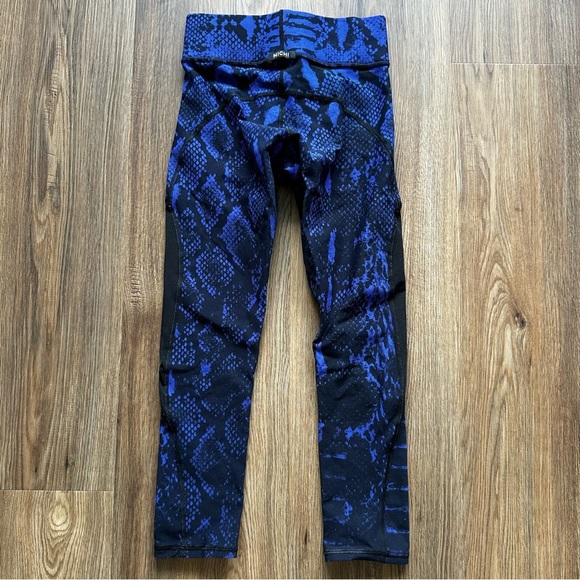 Michi Carbon38 Womens Medusa Crop Leggings Blue Python Snake Print XS Mesh Pant - Picture 2 of 10